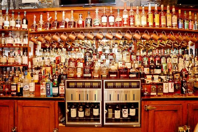The Community Restaurant backbar, black and white